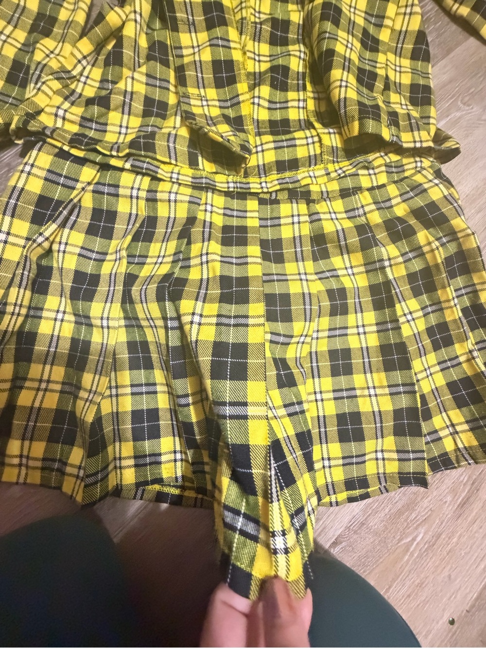 Yellow Black Plaid Two-Piece Skirt Set spirit Cher clueless costume - Picture 4 of 6